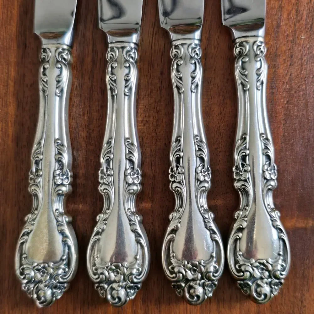 Gorham Melrose Sterling Silver Dinner Knives 4 Hollow Handle Stainless No Mono